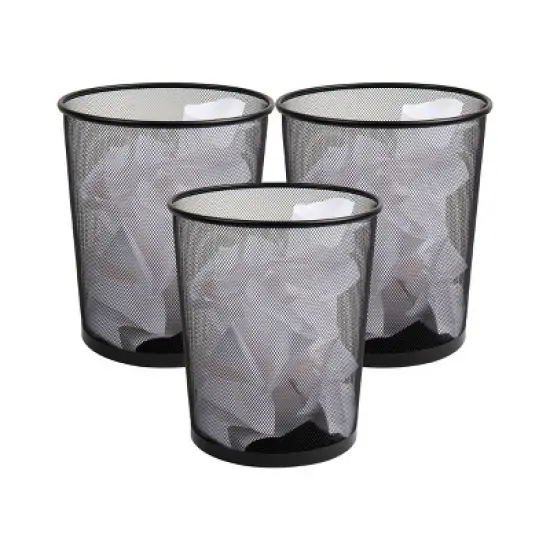 Mind Reader Network Collection Waste Paper Basket Set of 3 Black: Office Supplies & Desk Organization Set, Plastic image {6}