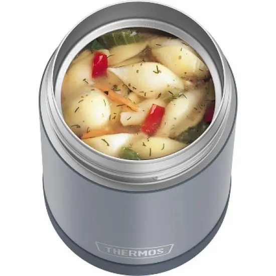 THERMOS FUNTAINER 16 Ounce Stainless Steel Vacuum Insulated Food Jar with Folding Spoon, Slate Stone image {5}
