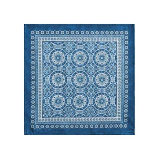 Vietri Medallion Blue Block Print Stain & Water Resistant Indoor/Outdoor Napkins, Set of 4 image {2}