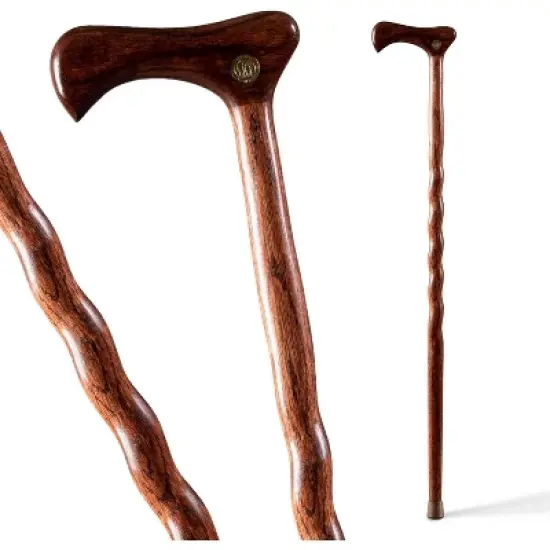 Brazos Handcrafted Wood Walking Cane, Twisted Oak, Traditional Style Handle, for Men & Women, Made in The USA, 37" image {4}