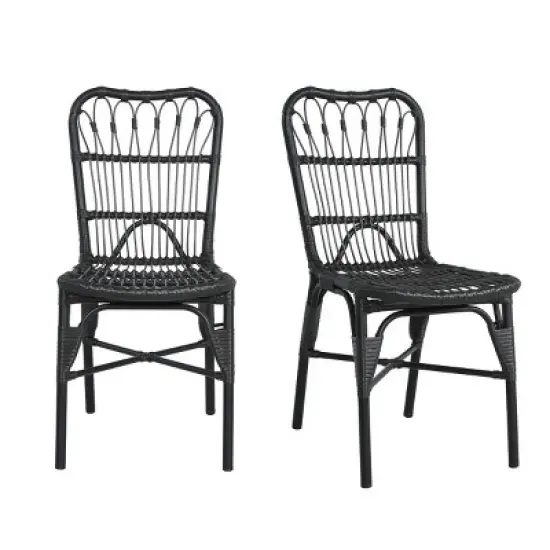 PE Wicker Patio Accent Chair Set Of 2,Modern Armless Chair With Petal-shaped Back,Patio Chairs Wicker,Outdoor Furniture -Maison Boucle image {1}