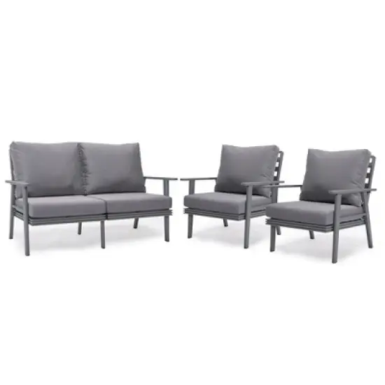 Leisuremod Walbrooke Modern 3 Piece Patio Set with Grey Aluminum Frame image {19}