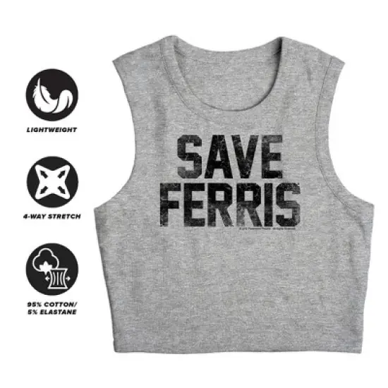 Women's Ferris Bueller Save Ferris Sleeveless Crop Top Tank image {2}