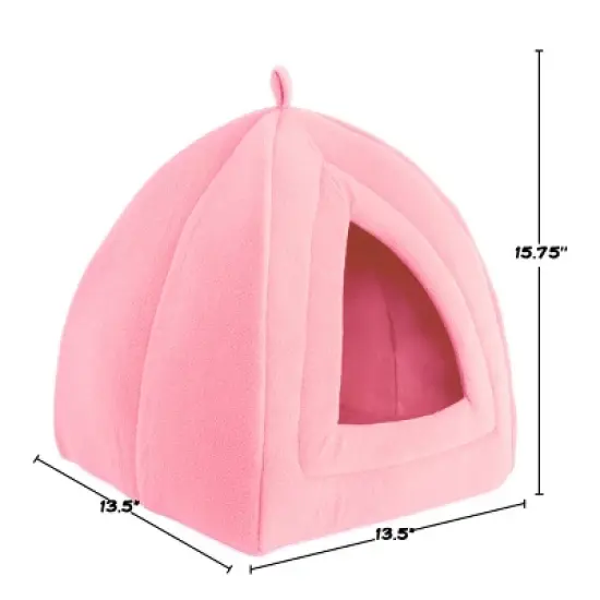 Pet Adobe Indoor Covered Cat Pet Bed With Removable Cushion Pad - 13.5" x 13.5" x 15.75", Pink image {4}