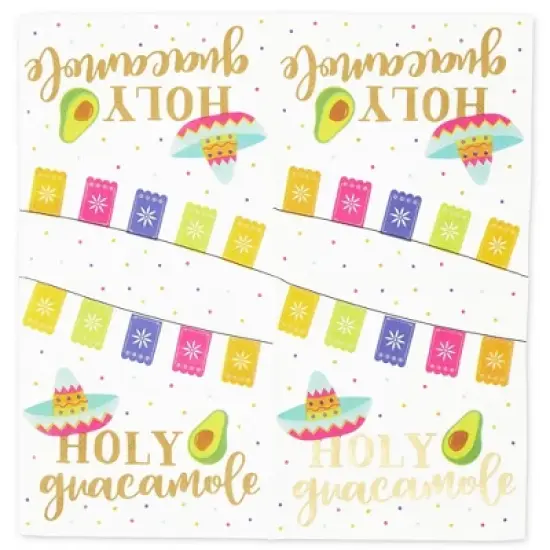 Blue Panda 100 Pack Gold Foil Napkins for Mexican Cinco de Mayo Decorations, 4 Designs, 5 x 5 inches image {4}