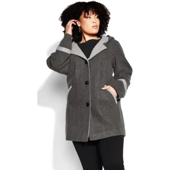 Women's Plus Size Cindy Faux Wool Coat - dark grey | AVENUE image {4}