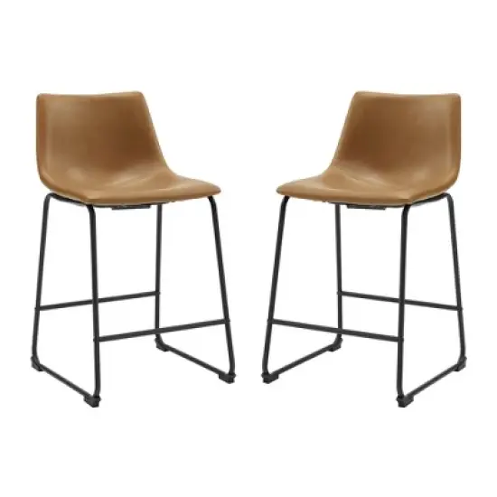 Set of 2 Laslo Modern Upholstered Faux Leather Counter Height Barstools - Saracina Home image {11}