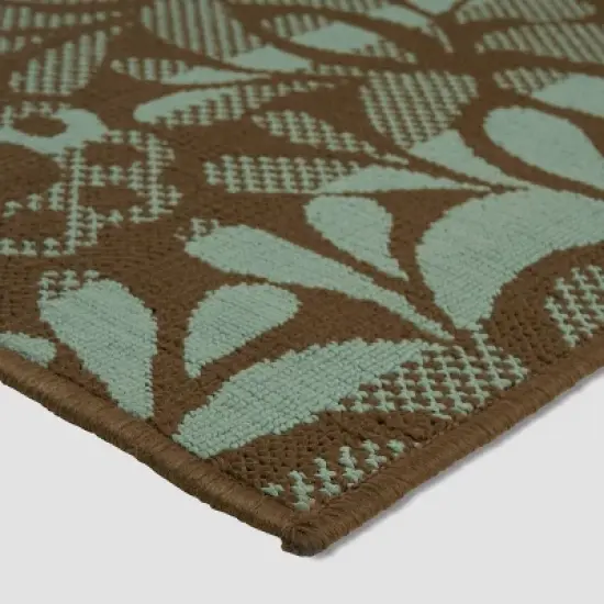 Henley Floral Outdoor Rug Brown/Blue - Christopher Knight Home image {1}