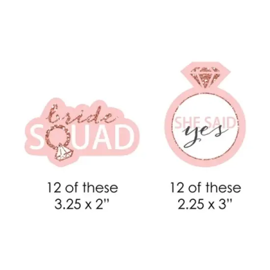 Big Dot of Happiness Bride Squad - Paper Straw Decor - Rose Gold Bridal Shower or Bachelorette Party Striped Decorative Straws - Set of 24 image {1}