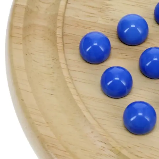 WE Games Solid Wood Solitaire with Blue Glass Marbles - 9 in. Diameter image {3}