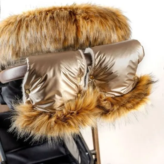 Cover Baby Adult Premium Handmuff Gloves With Beige Wool in Black image {3}