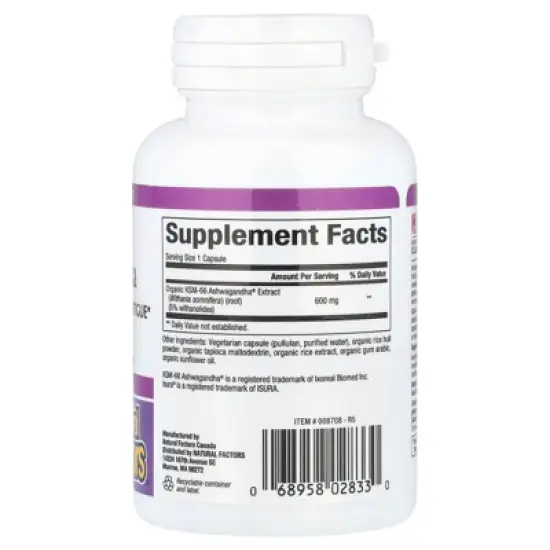 Natural Factors Stress-Relax&reg;, Ashwagandha, 600 mg, 30 Vegetarian Capsules image {1}