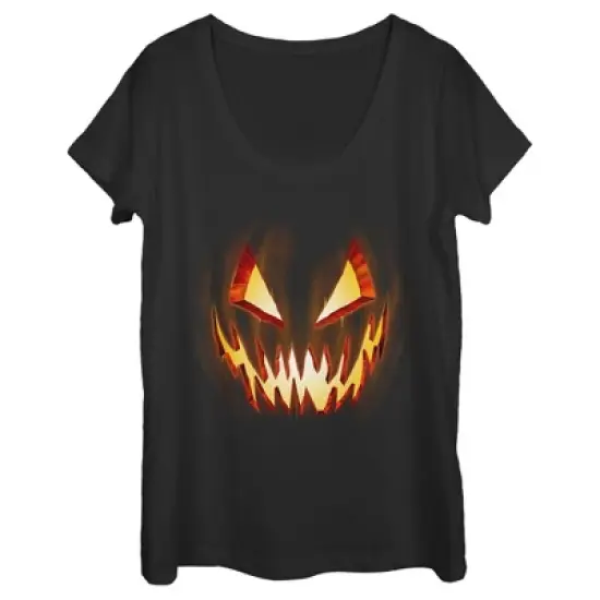 Women's Lost Gods Evil Pumpkin Face Scoop Neck image {3}