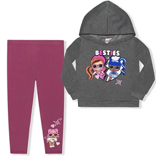 LOL Surprise! Girl's 2-Pack Besties Graphic Pullover Hoodie Sweatshirt and Legging Pants Set for kids image {5}