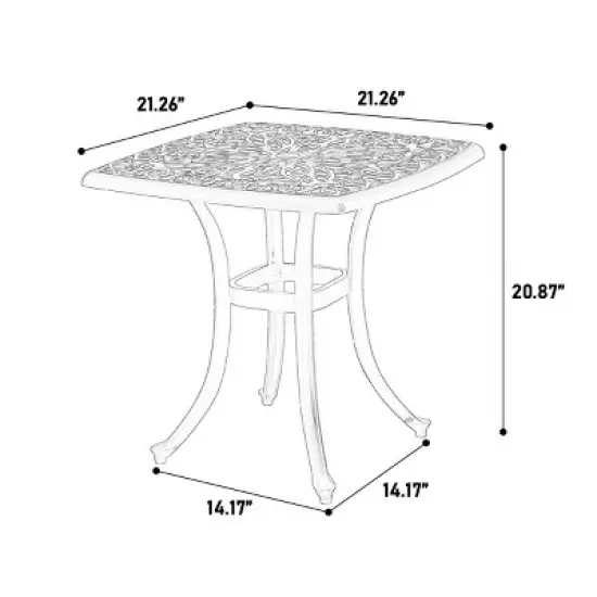 3 Piece Patio Seating Set, Aluminum Patio Accent Chairs Set Of 2 With Umbrella Hole And Cushion,Square Metal Bistro Table Set -Maison Boucle image {3}