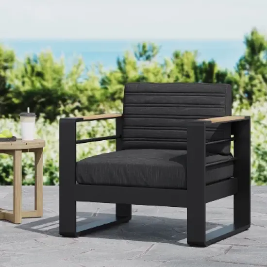 Christopher Knight Home Giovanna Outdoor Aluminum and Faux Wood Club Chair image {10}