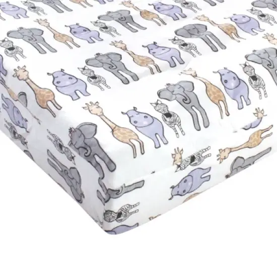 Hudson Baby Infant Girl Cotton Changing Pad Cover, Pink Safari, One Size image {2}