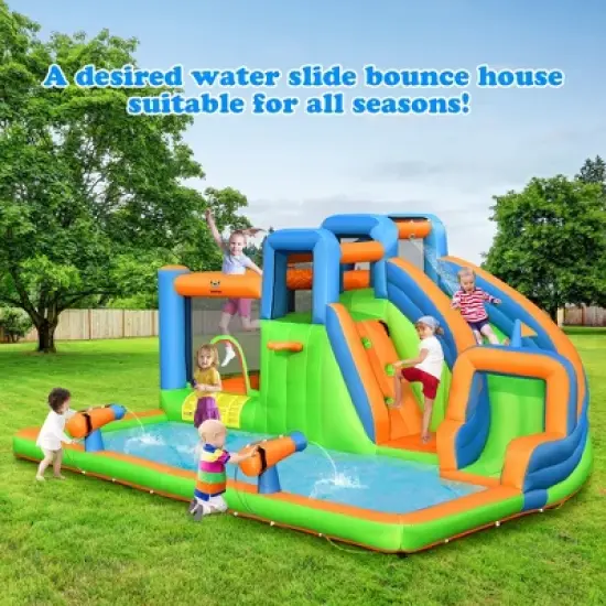 Costway Inflatable Water Slide Giant Bounce Castle with Dual Climbing Walls & 750W Blower image {1}