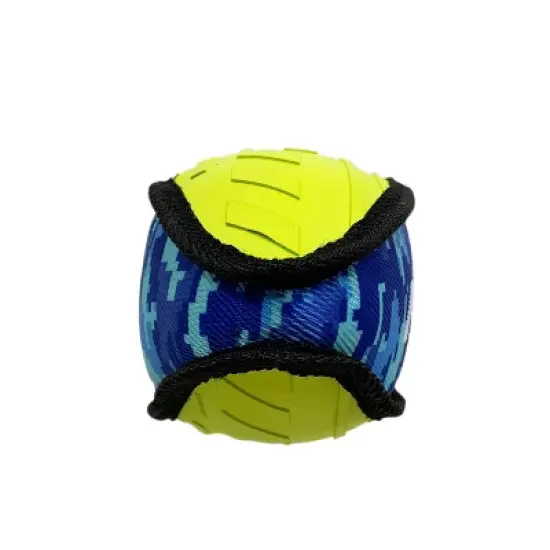 NERF 7" Tuff Rubber Camo Plush Football Polly Filled Dog Toy - Green/Blue image {2}