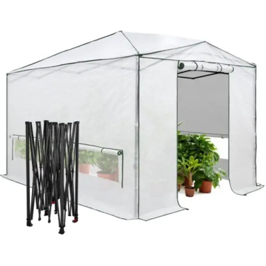 EAGLE PEAK 12'x8' Portable Large Walk-in Greenhouse, Roll-Up Zipper Entry Doors and Side Windows image {11}