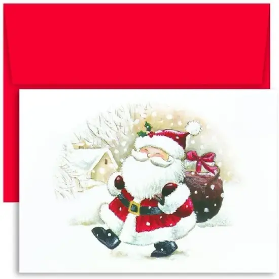 Masterpiece Studios Holiday Collection 16-Count Boxed Christmas Cards with Envelopes, 7.8" x 5.6", Happy Santa (74630) image {1}