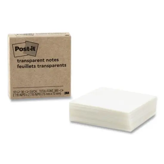 Post-it Transparent Notes, Unruled, 3" x 3", Transparent, 36 Sheets/Pad, 10 Pads/Pack image {5}