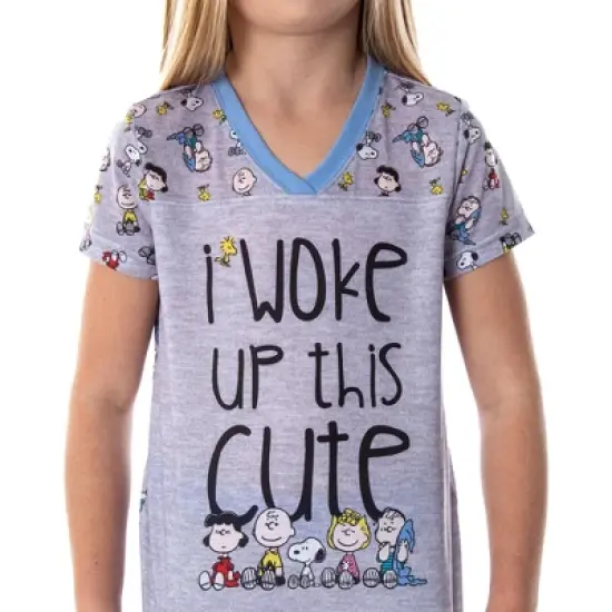 Peanuts Girls' Woke Up This Cute Pajamas Shirt And Pants Jogger Pajama Set image {1}