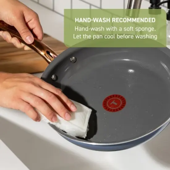 T-fal 13pc Ceramic Nonstick Cookware Set, Preserve Ceramic, Ocean Blue image {7}