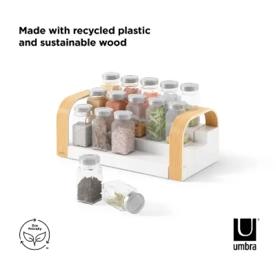 Umbra Bellwood 3-tier Spice Shelf White/Natural: Expandable Spice Organizer & Pantry Shelf, Freestanding Kitchen Storage image {7}