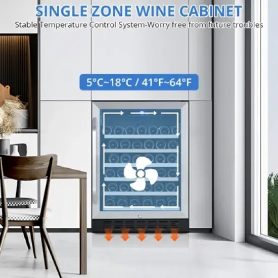 24'' Wine Cooler Refrigerator - 46 Bottle Capacity, Stable Temperature Control, Digital Control Panel image {2}