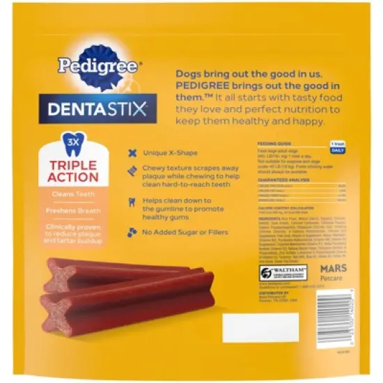 Pedigree Dentasix Bacon Large Dry Dental Dog Treats Value Pack - 40ct image {1}