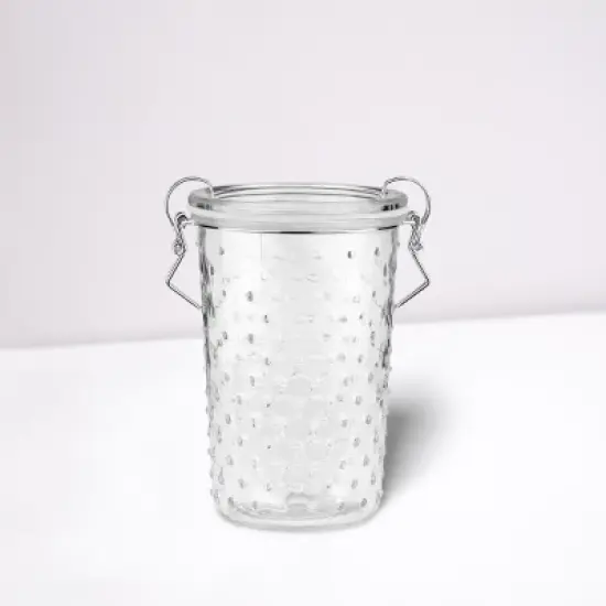 Amici Home Gemma Hobnail Glass Clamp Storage Jar/Canister, Clear image {2}