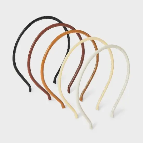 PU Headbands 5pk Set - Universal Thread&trade; Black/Brown/Beige/Off-White image {1}