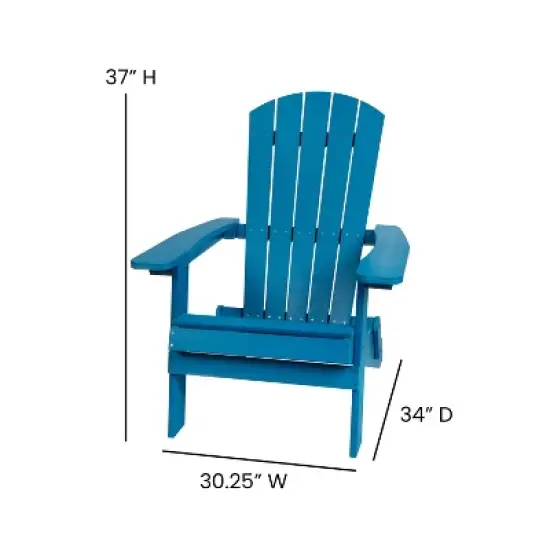 Merrick Lane Poly Resin Folding Adirondack Lounge Chair - All-Weather Indoor/Outdoor Patio Chair image {9}
