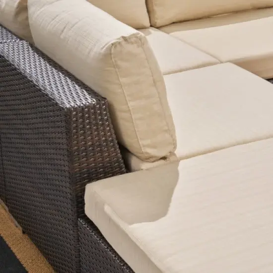 Santa Rosa 8pc Wicker Sectional Sofa Set - Brown/Beige - Christopher Knight Home image {2}