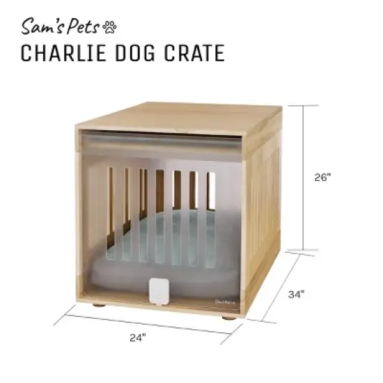 Sam's Pets 25" Charlie Dog Crate In Natural Oak image {5}