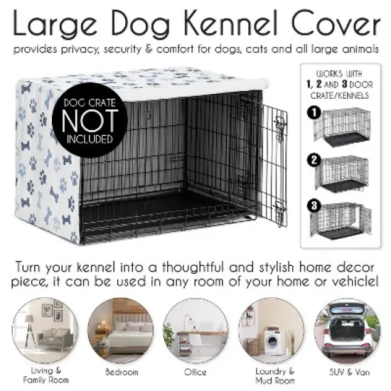 Sweet Jojo Designs Dog Crate Kennel Cover 48in. Paw and Bone Navy Blue and White image {3}