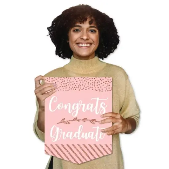 Big Dot of Happiness Rose Gold Grad - Outdoor Home Decorations - Double-Sided Graduation Party Garden Flag - 12 x 15.25 inches image {7}