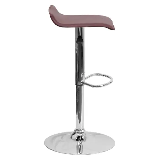 Emma and Oliver Solid Wave Seat Vinyl Adjustable Height Barstool with Chrome Base image {7}