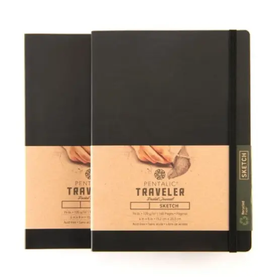 Pentalic 6"x 8" Traveler Pocket Sketching Journal, 2 pack, Black image {11}