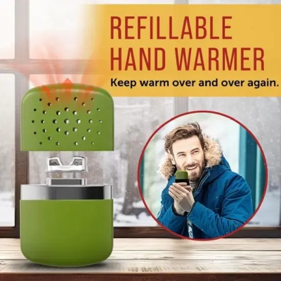 Maplefield Reusable Hand Warmers with 12 Hours of Lasting Heat - Reusable Heater & Fabric Pouch - Matte Finish (Matte Green) image {1}