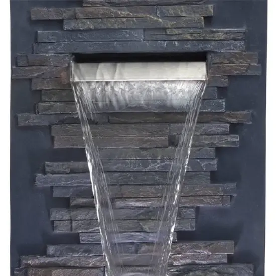 32" Modern Stone Wall Fountain with LED Lights Gray - Alpine Corporation image {4}