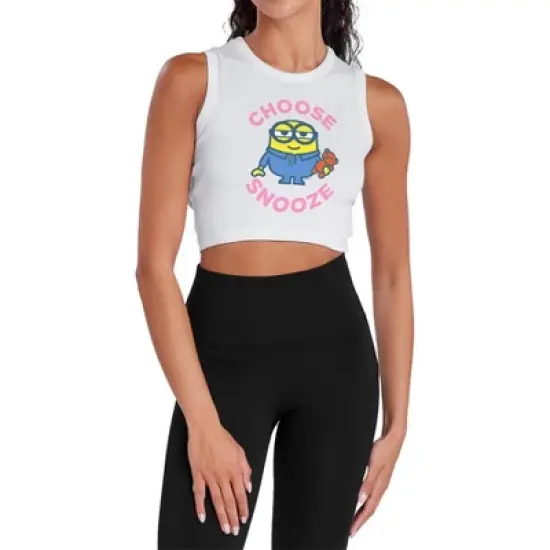 Women's Minionschoose Snooze Sleeveless Crop Top Tank image {5}