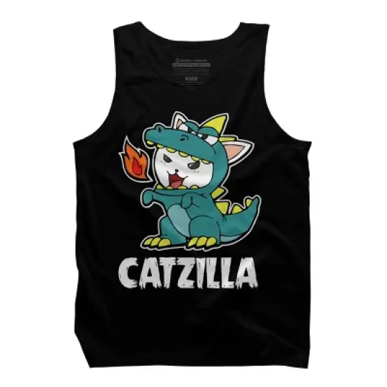 Men's Design By Humans Catzilla Halloween Costume Dragon Monster Kitten Cats Lover By lenxeemyeu Tank Top image {4}