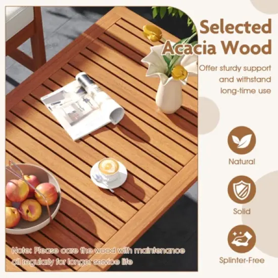 Tangkula 4-Piece Acacia Wood Patio Conversation Set Outdoor Furniture Set w/ 2 Armchairs image {7}