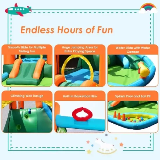 Costway Inflatable Bounce House Kids Water Splash Pool Dual Slide Jumping Castle w/ Bag image {6}
