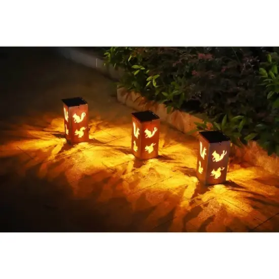 Techko Maid LED Solar 10.8" Portable Squirrel Cut Out Decorative Outdoor Lantern Clear image {10}