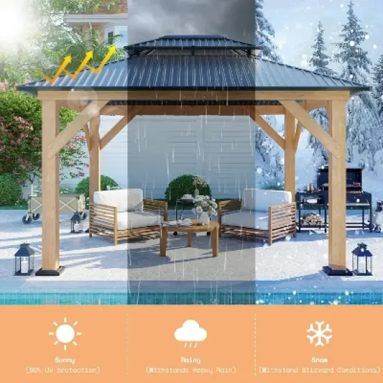 AMERLIFE Spruce Wood Gazebo with Storage Bar Counter image {4}