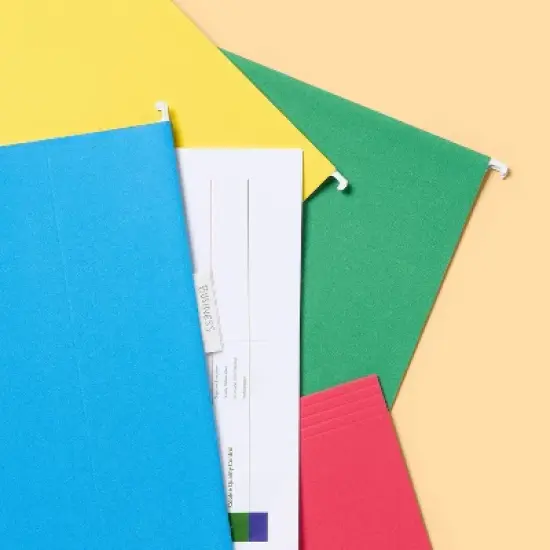 20ct Hanging File Folders Letter Size Multicolor - up&up&trade;: Paperboard Core, Non-Pronged, 12 Sheet Capacity image {1}