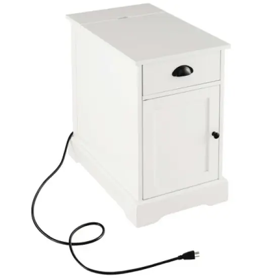 Costway Side End Table Nightstand with Charging Station Storage for Living Room Bedroom image {10}